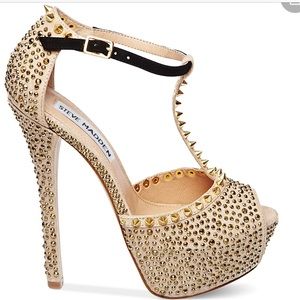 Steve Madden  Metallic Angelz Platform Sandals hold rhinestone size 8